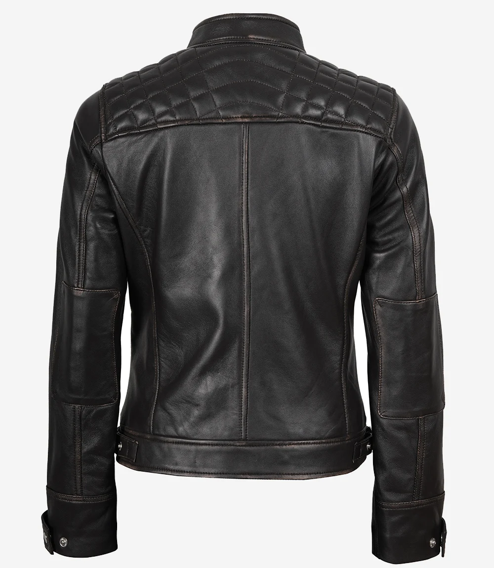 womens dark brown leather jacket