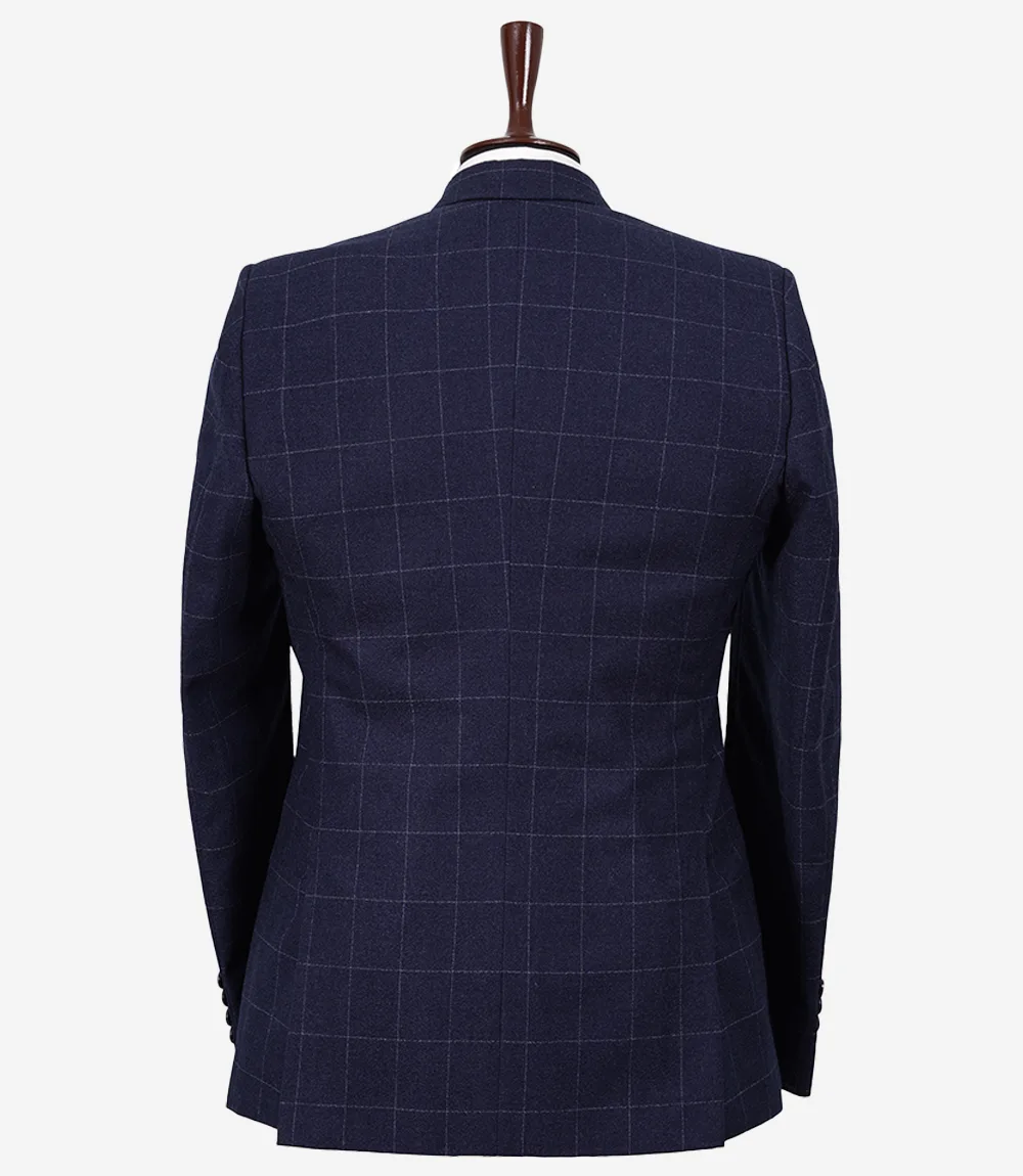 mens blue checked suit