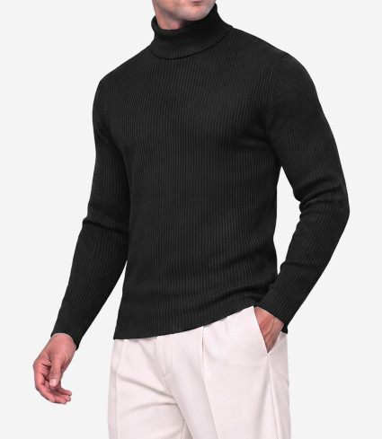 James Black Turtle Neck Shirt For Men