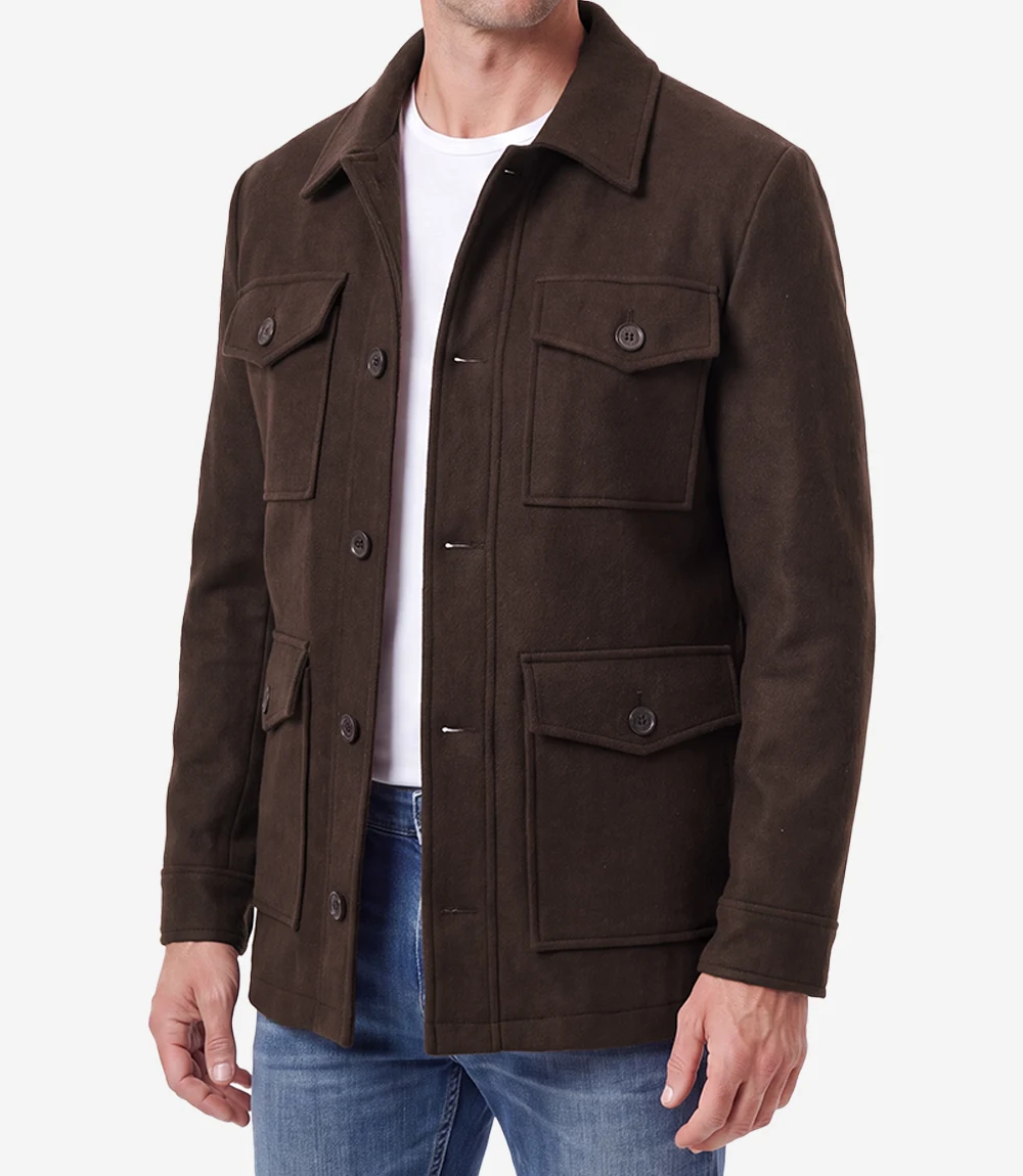 mens chocolate brown wool coat