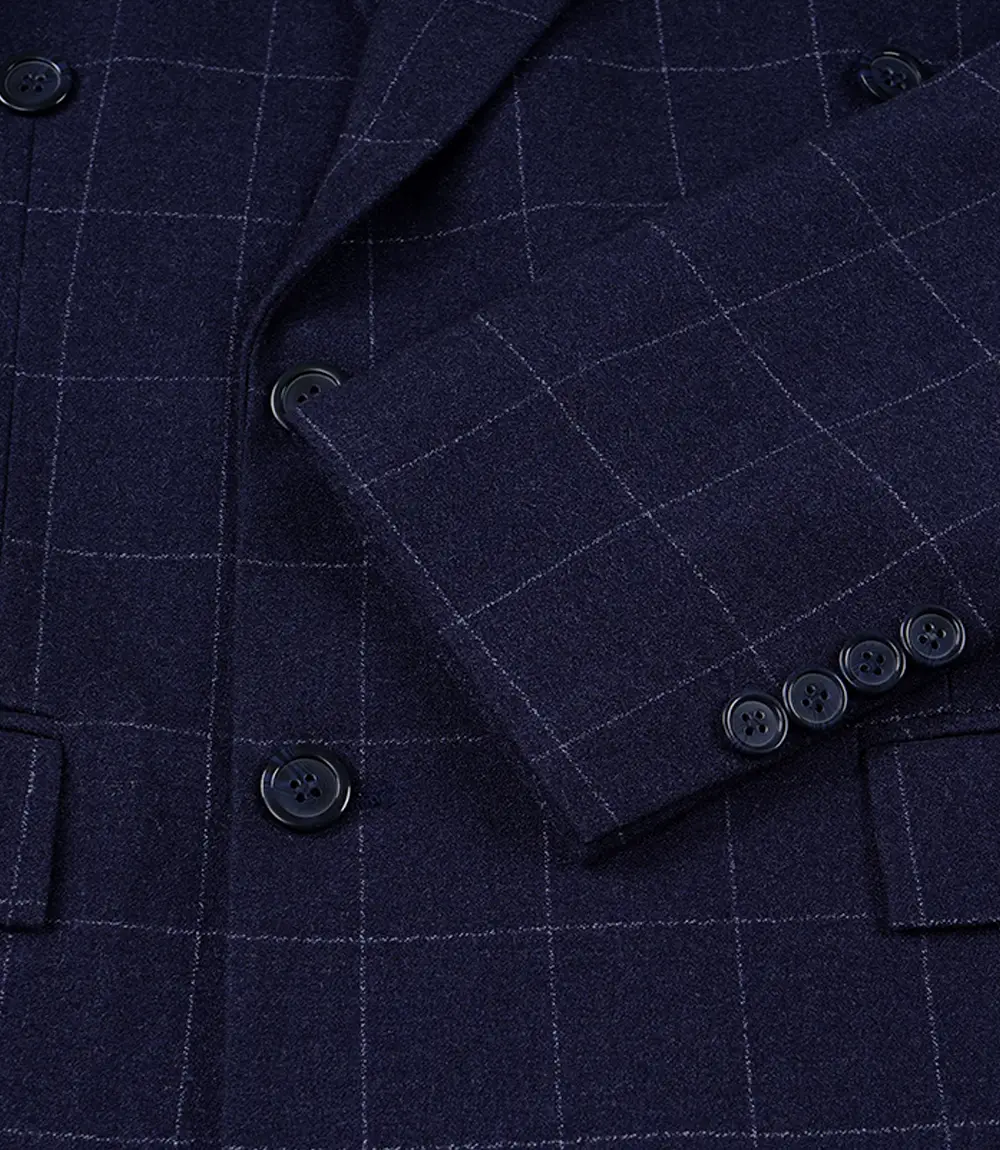 mens blue checked suit
